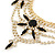 Statement Black/ Clear Crystal Stone Flower Embellished Necklace In Gold Plating - 42cm L/ 8cm Ext - view 3