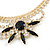 Statement Black/ Clear Crystal Stone Flower Embellished Necklace In Gold Plating - 42cm L/ 8cm Ext - view 4