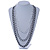 3 Strand, Layered Textured Oval Link Necklace (Black/ Grey/ Light Silver Tone) - 86cm L - view 2