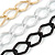 3 Strand, Layered Textured Oval Link Necklace (Black/ Light Silver/ Gold Tone) - 86cm L - view 3