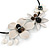 Off White Leather, Shell Bead Floral Wire Choker Necklace with Black Cotton Cord - Adjustable - view 3