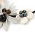 Off White Leather, Shell Bead Floral Wire Choker Necklace with Black Cotton Cord - Adjustable - view 4