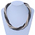 Chunky Antique White/ Metallic Grey Glass Bead Twisted Necklace in Silver Tone - 58cm L/ 4cm Ext - view 2