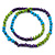 Long Green, Blue, Purple Round, Square Wood Bead Necklace - 100cm L - view 2
