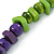 Long Green, Blue, Purple Round, Square Wood Bead Necklace - 100cm L - view 3