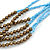 Long Multistrand Light Blue/ Brown Glass Bead Necklace - 80cm L - view 3