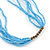 Long Multistrand Light Blue/ Brown Glass Bead Necklace - 80cm L - view 5
