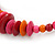 Orange/ Pink/ Red Button, Round Wood Bead Wire Choker Necklace - 42cm L - view 5