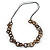 Long Brown Wooden Ring with Black Cotton Cord Necklace - 90cm L