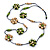 Long Cream/ Green Wooden Flower Black Cotton Cord Necklace - 110cm L - view 5