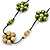 Long Cream/ Green Wooden Flower Black Cotton Cord Necklace - 110cm L - view 2