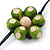 Long Cream/ Green Wooden Flower Black Cotton Cord Necklace - 110cm L - view 3