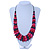 Deep Purple/ Pink/ Red/ Black Wooden Bead Black Cord Necklace - 70cm L - view 2