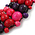 Deep Purple/ Pink/ Red/ Black Wooden Bead Black Cord Necklace - 70cm L - view 3