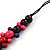 Deep Purple/ Pink/ Red/ Black Wooden Bead Black Cord Necklace - 70cm L - view 5