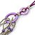 Long Multistrand Stone, Glass Bead, Sea Shell with Suede Cord Necklace (Purple, Grey, Metallic) - 110cm L/ 120cm L- Adjustable - view 4