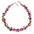 Purple Shell Nuggets with Multicoloured Acrylic Rings Necklace In Silver Tone - 52cm L/ 4cm Ext - view 6