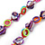 Purple Shell Nuggets with Multicoloured Acrylic Rings Necklace In Silver Tone - 52cm L/ 4cm Ext - view 3