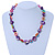 Purple Shell Nuggets with Multicoloured Acrylic Rings Necklace In Silver Tone - 52cm L/ 4cm Ext - view 2