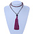 Long Stone, Glass Bead Tassel Necklace (Purple, Transparent) - 70cmL Necklace/ 13cm L Tassel - view 8
