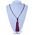 Long Stone, Glass Bead Tassel Necklace (Purple, Transparent) - 70cmL Necklace/ 13cm L Tassel - view 2