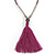 Long Stone, Glass Bead Tassel Necklace (Purple, Transparent) - 70cmL Necklace/ 13cm L Tassel - view 7