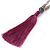 Long Stone, Glass Bead Tassel Necklace (Purple, Transparent) - 70cmL Necklace/ 13cm L Tassel - view 3