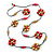Long Cream/ Pink Wooden Flower Black Cotton Cord Necklace - 100cm L - view 6