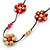 Long Cream/ Pink Wooden Flower Black Cotton Cord Necklace - 100cm L - view 4