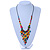 Multicoloured Wood Bead with Black Cotton Cord Bib Necklace - 60cm L - view 2