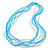 Light Blue/ Frosted White Multistrand Glass Bead Long Necklace - 86cm L - view 6