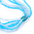 Light Blue/ Frosted White Multistrand Glass Bead Long Necklace - 86cm L - view 4