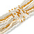 Long Multistrand Glass Bead Necklace (White, Gold, Transparent) - 100cm L - view 5