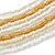 Long Multistrand Glass Bead Necklace (White, Gold, Transparent) - 100cm L - view 3