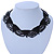 Black/ Grey Glass Bead Lacy Choker Necklace - 36cm L/ 3cm Ext - view 4