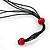 Long Multicoloured Wooden Bead Black Cotton Cord Necklace - 80cm L - view 2
