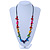 Long Multicoloured Wooden Bead Black Cotton Cord Necklace - 80cm L - view 3