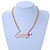 Gold Plated Clear Crystal 'Love' Necklace - 46cm L/ 6cm Ext - view 2