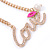 Gold Plated Clear Crystal 'Love' Necklace - 46cm L/ 6cm Ext - view 7