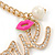 Gold Plated Clear Crystal 'Love' Necklace - 46cm L/ 6cm Ext - view 4