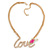 Gold Plated Clear Crystal 'Love' Necklace - 46cm L/ 6cm Ext - view 3