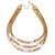 Stylish 3 Strand Layered Mesh with Metal Tunnel Beads Necklace In Gold Tone - 44cm L/ 7cm Ext - view 6