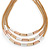 Stylish 3 Strand Layered Mesh with Metal Tunnel Beads Necklace In Gold Tone - 44cm L/ 7cm Ext - view 5