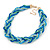 Blue/ Azure/ Light Green Mesh Chain and Silk Cords Choker Necklace In Gold Tone - 42cm L/ 8cm Ext - view 5