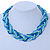 Blue/ Azure/ Light Green Mesh Chain and Silk Cords Choker Necklace In Gold Tone - 42cm L/ 8cm Ext - view 2