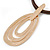 Triple Oval Pendant with Brown Leather Cords In Gold Tone - 40cm L/ 5cm Ext - view 8