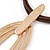 Triple Oval Pendant with Brown Leather Cords In Gold Tone - 40cm L/ 5cm Ext - view 6