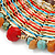 Tribal Semiprecious Bead with Multicoloured Silky Cord Bib Necklace In Gold Tone - 40cm L/ 8cm Ext - view 5