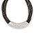 Statement Grey/ Black Snake Style Faux Leather Multi Cord Choker Necklace with Hammered Silver Tone Pendant - 43cm L/ 3cm Ext - view 6