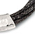 Statement Grey/ Black Snake Style Faux Leather Multi Cord Choker Necklace with Hammered Silver Tone Pendant - 43cm L/ 3cm Ext - view 3